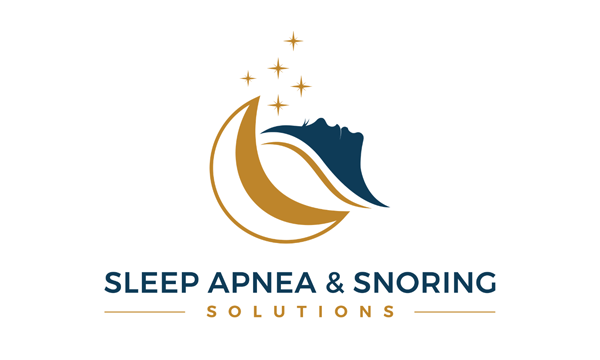 Logo with text Sleep Apnea & Snoring Solutions and iconic image of moon, stars, and sleeping person's head